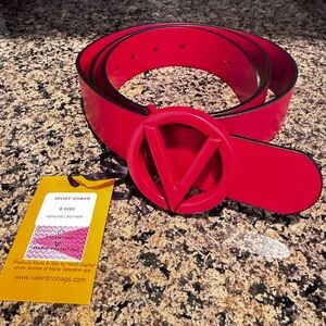 Valentino Vibrant Red Leather Belt